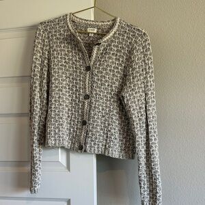 J. Crew Black and White Textured Cardigan